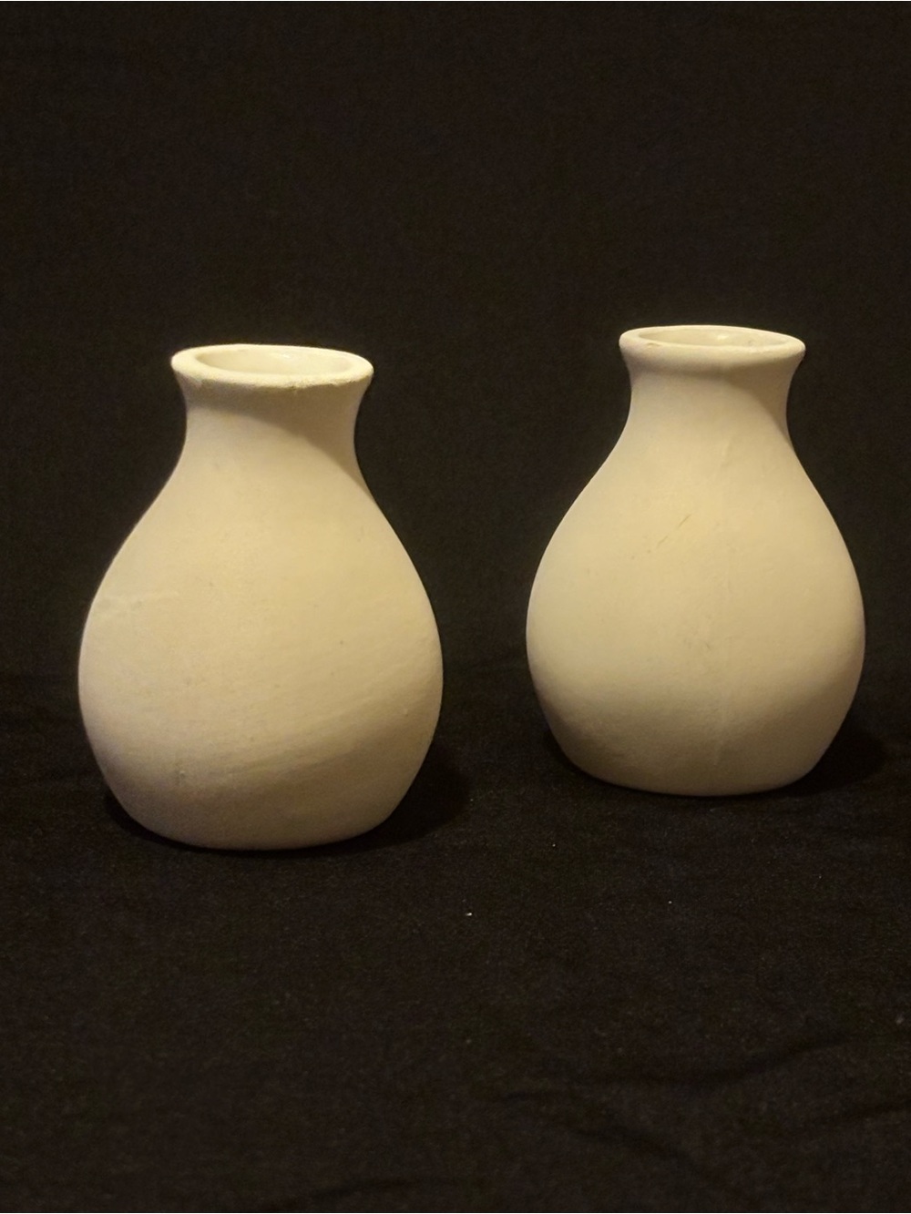 Set of 2 Small Ceramic Bud Vases in Matte White